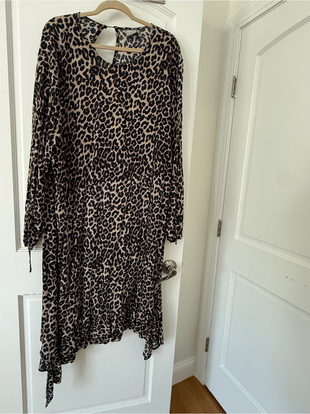 ASOS Curve Leopard Print Long Sleeve Midi Dress - Tan & Black US Size 22